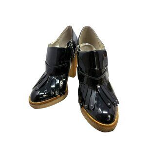 BELLE Sigerson Morrison Sheep Black Patent Leather Kiltie Bootie‎